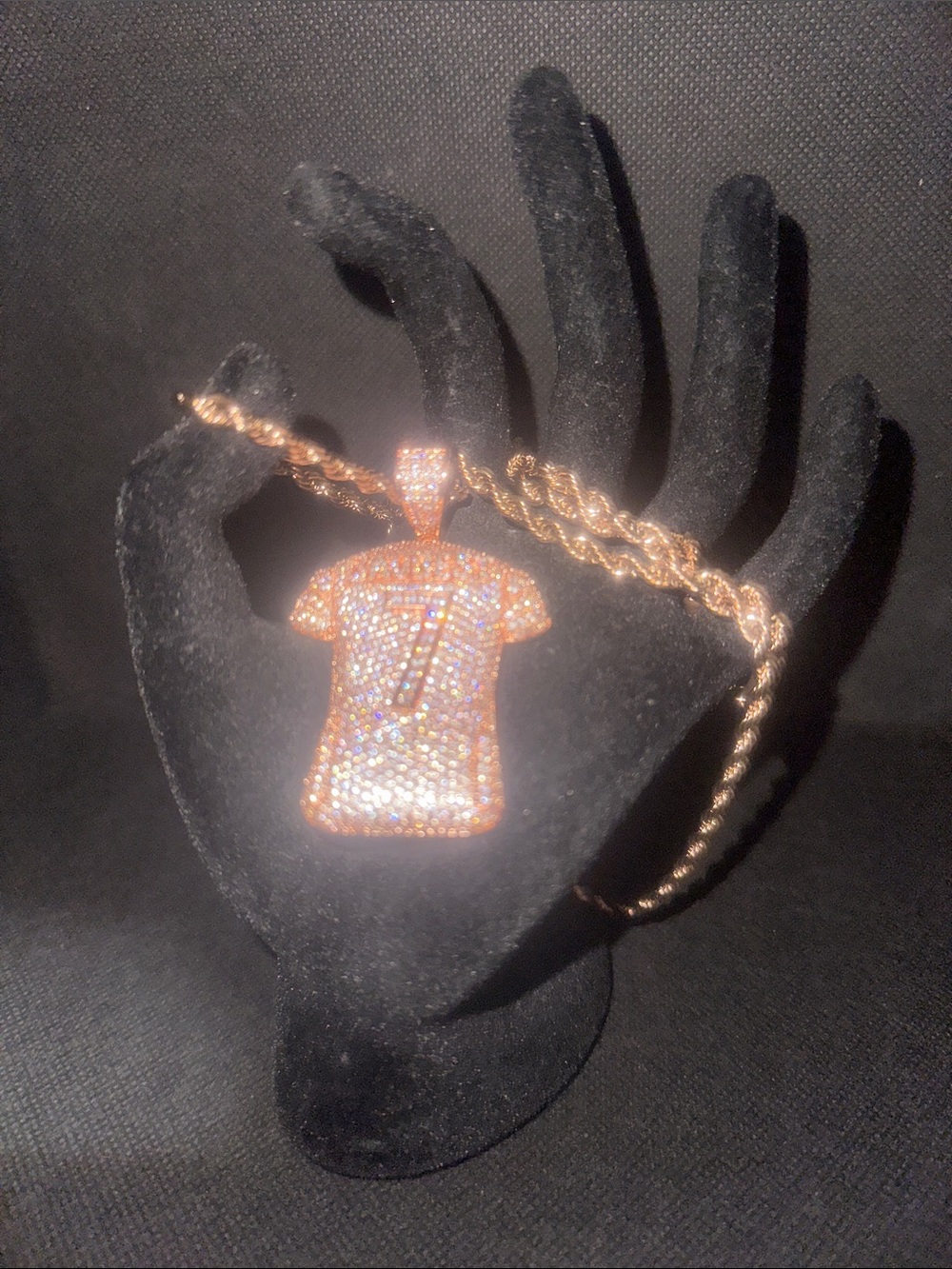 Rose Gold Jersey Pendant Necklace with Rope Chain “Bad Best “ 7